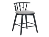 Doria Indoor Wooden Barstool, Black Finish With Grey Upholstery, Set of 2 N775P299416B
