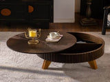 31.5" Retro Round Coffee Table with Storage Space, Suitable for Living Room and Office, Brown W757P370297