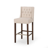 Modern Minimalist Metal Leg Stool, Beige, 30" Height, High Density Fabric Seat, Commercial Grade 70678.00FBGE