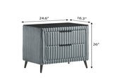 Mavela Wide Wale Corduroy Upholstery Nightstand, Blue T2574P243652