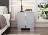 Elegant Nightstand with Metal Foot, Mirrored Bedside Table with 2 Drawers for Bedroom, Living Room, 13916632