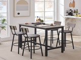 Bar Table Set with 4 Bar stools PU Soft seat with backrest, Grey, 47.24'' L x 23.62'' W x 35.43'' H 17125844