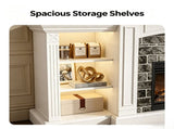 Fireplace TV Stand White Painted Top Washed White Melamine Cabinet, 178.3*40*92cm, 03325897