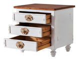 Vintage farmhouse style side table with floral knobs 19-inch country-style bedside table with 3 34813325