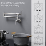 Pot Filler,Wall Mount Commercial Pot Filler Faucet,304 SS Material Kitchen Folding Faucet,Coffee W1932P300381