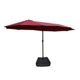 ZNTS 15x9ft Large Double-Sided Rectangular Outdoor Twin Patio Market Umbrella with light and base- red W419P145382