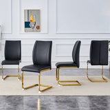 Luxury Simple Arch Chair - Set of 4 BLACK PU Material High Resilience Dining Chair with Arched Metal W1151P154872