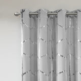 Total Blackout Metallic Print Grommet Top Curtain Panel Pair B035129663