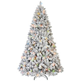 Artificial 6ft Flocked Christmas Tree with 888 PVC Branch Tips, Pine cone*35pcs, 350L Colorful led, 91486641