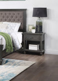 ZNTS Unique Natural Brown / Grey Finish Transitional Wooden Nightstand Bedside Table 1x Drawer and Shelf B011P154515