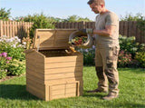 33 Tall Solid Wood Composter with Easy Top & Bottom Access, Decorative Compost Bin for Garden Waste 00889107