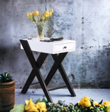 Fierce White and Black Accent Table with Built-in USB Port B2726P243282