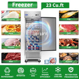 ORIKOOL 27" Commercial Freezer 23 Cu.ft with 1 Solid Door Reach-In Freezers Stainless Steel ETL W2095126110