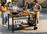 Stainless Steel Outdoor Grill Prep Table with Storage Cabinet Spice Rack & Tool Hooks, Rolling 30951117