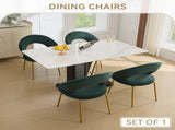 061-Set of 1 Velvet Fabric Chairs With Curved Backrest and Golden Metal Legs for Kitchen or W527P255476