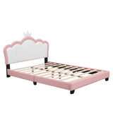 ZNTS Full size Upholstered Princess Bed With Crown Headboard,Full Size Platform Bed with Headboard and WF303337AAH