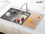Kitchen Sink 30" x 22" Multifunctional Overmount Workstation Kitchen Sink S304 Stainless Steel T3177P286039