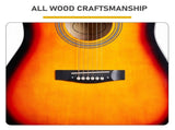 Sunset color 41-inch Dreadnought barrel-shaped cutaway acoustic guitar with pick, strings, capo, gig 68435213