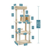 ZNTS Luxury Cat Tree Cat Tower with Sisal Scratching Post, Cozy Condo, Top Perch, Hammock and Dangling 35162292