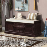 ZNTS Storage Bench with 2 Drawers and 2 Cabinets, Shoe Bench with Removable Cushion for Living Room, 24970634