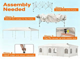 10x20ft Pop Up Canopy Tent with Detachable Sidewalls, 3-Level Adjustable Height Heavy Duty Metal 45626505