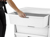 (2 pack) Wide 3 Drawer Tower, Plastic Storage Organizer with Removable Decorative Bins, Easy to 67808131