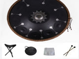 10 Notes Mandala Pattern Black Handpan Drum Decorative Steel Percussion Instrument 04381325