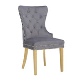 Simba Gold 2 Piece Dinning Chair Finish with Velvet Fabric in Dark Gray 659436250550