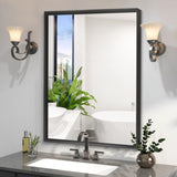 36x30inch Glossy Black Bathrooms For Wall Rectangle Vanity Corner Hangs Farmhouse W2091P214073