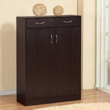 Shoe Storage Cabinet Home Shoe Organizer Five Shelves Two Drawers Curved Metal Handles in Red Cocoa B107P316290