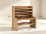 Natural 6-Tier Desktop Storage Organizer, Adjustable Removable Shelves Wooden Desk Rack with 68621838