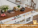 63'' Large Dog Crate Furniture for Double Dog, Wooden Dog Kennel with 2 Drawers,Divider and Sliding 39155818