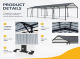 13*26.5 FT Carport, Heavy Duty Carport with Galvanized Steel Roof and Frame, Metal Carport Large W540P478289