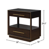 2 Drawers Nightstand with Shelf in Smoked Peppercorn Finish B016P255632