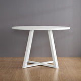 ZNTS Edo Contemporary Round Dining Table, Trestle Base, White Finish T2574P182644