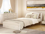 Platform Twin Bed Frame with Storage Drawer and Wood Slat Support No Box Spring Needed, White WF191655AAK