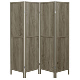 Grey Driftwood and Light Grey 4-Panel Folding Screen B062P153659