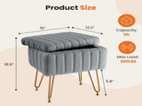 Square Ottoman with Storage, Makeup Cute Soft Small Footstool, Modern Style Faux Fur Seat with 4 90318814