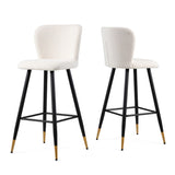 30'' modern style barstool,with white seats, black metal legs, and gold - tipped ends,suitable for N780P228980W