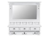 Floating Makeup Vanity with Big Mirror, Wall-Mounted Storage Vanity with Drawers, Pockets & Hooks, 80169179