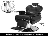 Barber Chair with Round Base and Footrest, PVC Leather Upholstery, ABS Armrests, 10033230