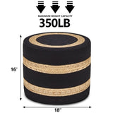Round Pouf Ottoman Natural Seagrass Pouf Footrest, Foot Stool for Bedroom Living Room Accent 39340725