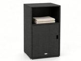 Black Wicker Garden Storage Cabinet, Dual Open & Closed Design Outdoor Tool Cushion Storage Cabinet 83353759