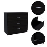 Melia Three Drawer Dresser, Superior Top, Metal Hardware -Black B20092095