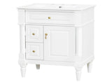 24 Inch Bathroom Vanity with Sink, White Freestanding Bathroom Cabinet with Flip Drawer, Adjustable 73286222