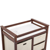 Wooden Frame Removable Top Brown Painted Pine Children's Cot with 3 Fabric Drawers 1 Fabric Bag 46422703