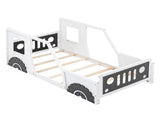 Twin Size Classic Car-Shaped Platform Bed with Wheels,White WF296353AAK