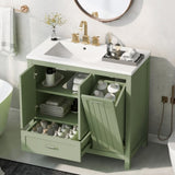 ZNTS 36" Bathroom Vanity with Sink, One Cabinet with Two doors and One Big Drawer and One Flip Drawer, 04654643