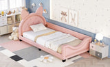 Twin Size Upholstered Daybed with Carton Ears Shaped Headboard, Pink WF296296AAH