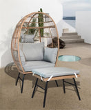 Outdoor Garden Wicker Egg And Footstool Patio Chaise, With Cushions, Outdoor Indoor Basket W2337P151815